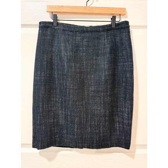 Michael Kors Tweed Pencil Knee Length Skirt Black White Classic Lined Career 10 - Picture 1 of 11